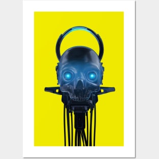 Cyberpunk Robot Skull Posters and Art